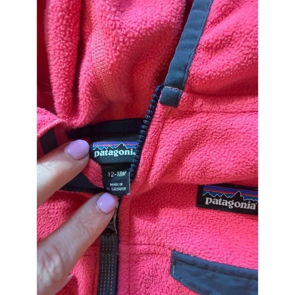 Patagonia Kids Pink Micro D Full Zip Fleece Hoodie Jacket 12-18M - Picture 4 of 4